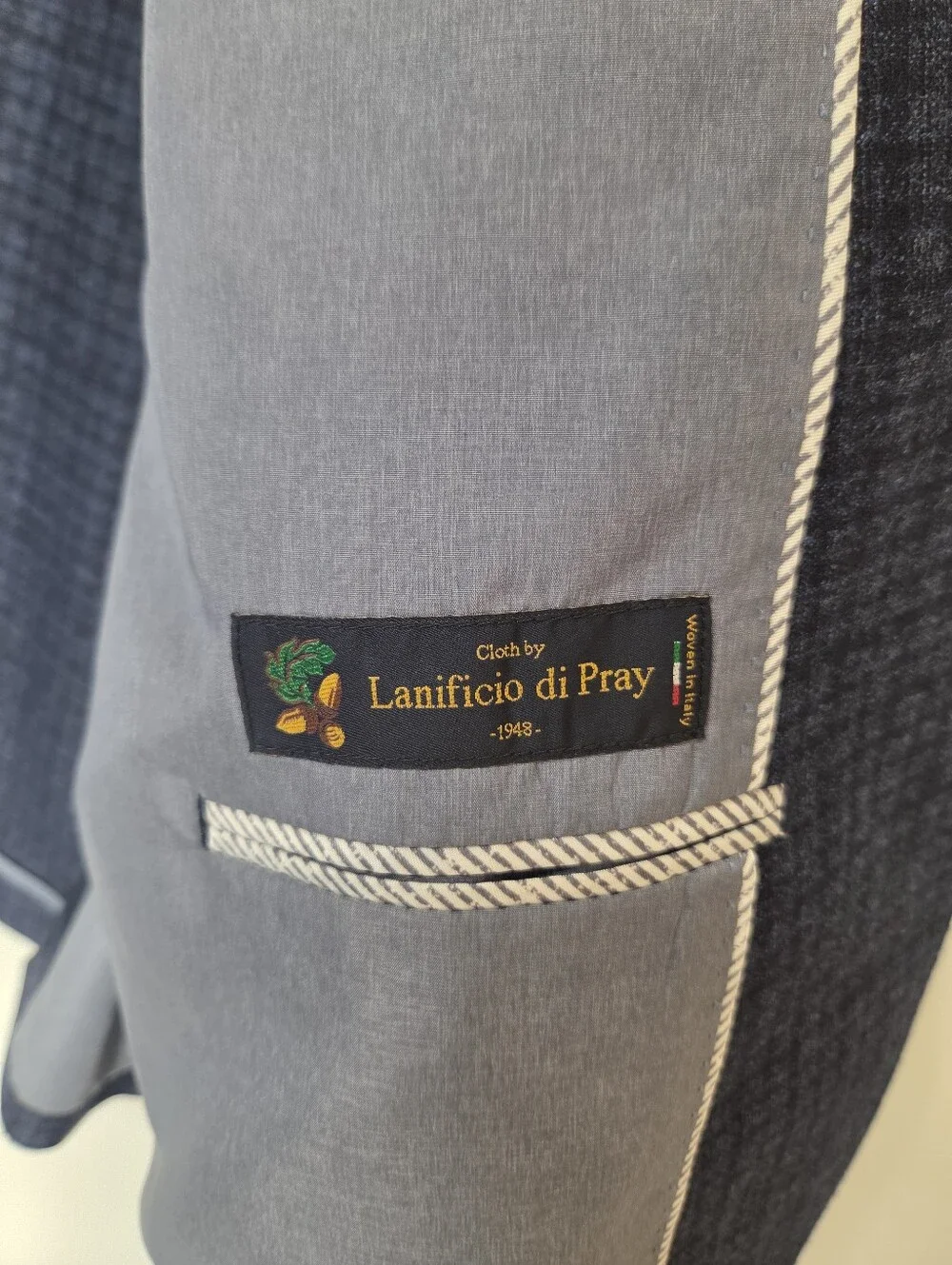 Joseph Abboud Heritage Navy Plaid Wool Sport Coat Mens 46R Lanificio di Pray